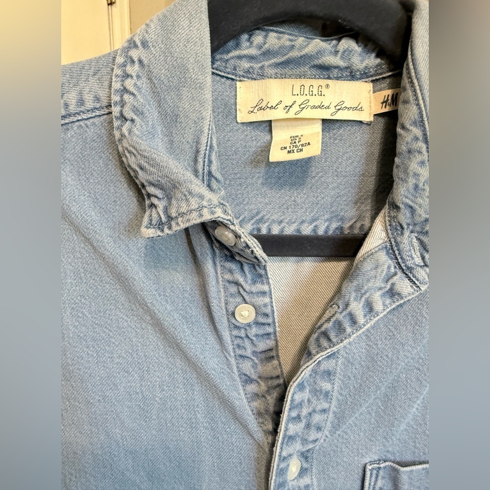 H&M Light Blue Casual Button Down Shirt Size Small - Picture 5 of 12